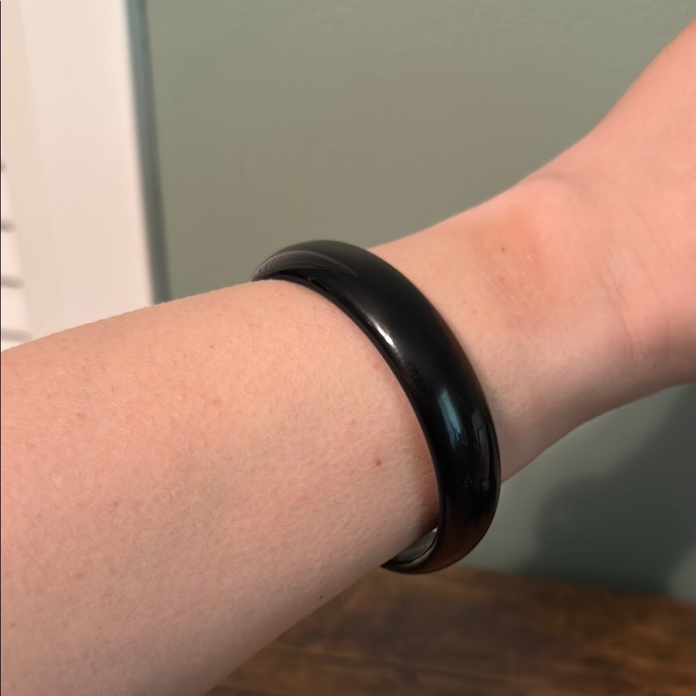 Vintage Black Plastic Bangle Bracelet, Retro, Boho